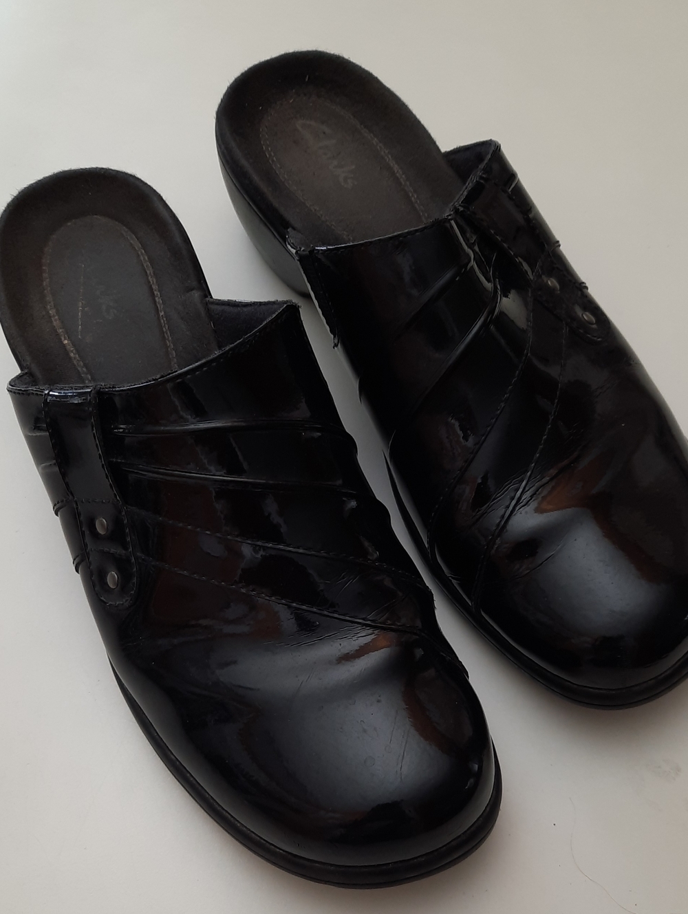 Clarks - Black Patent Slip-On Clog for Women's size 10M